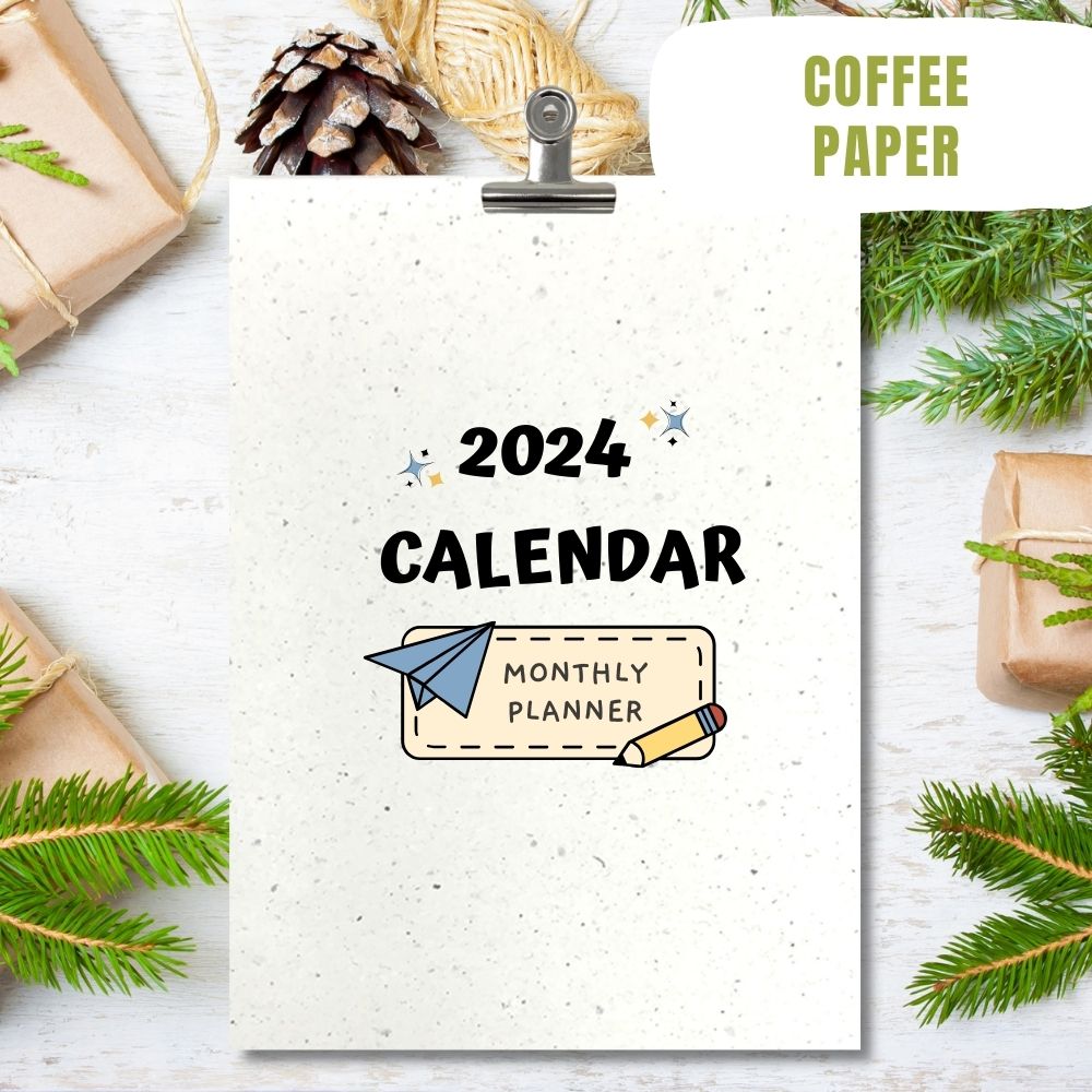 eco calendar 2024 Shapes design coffee paper