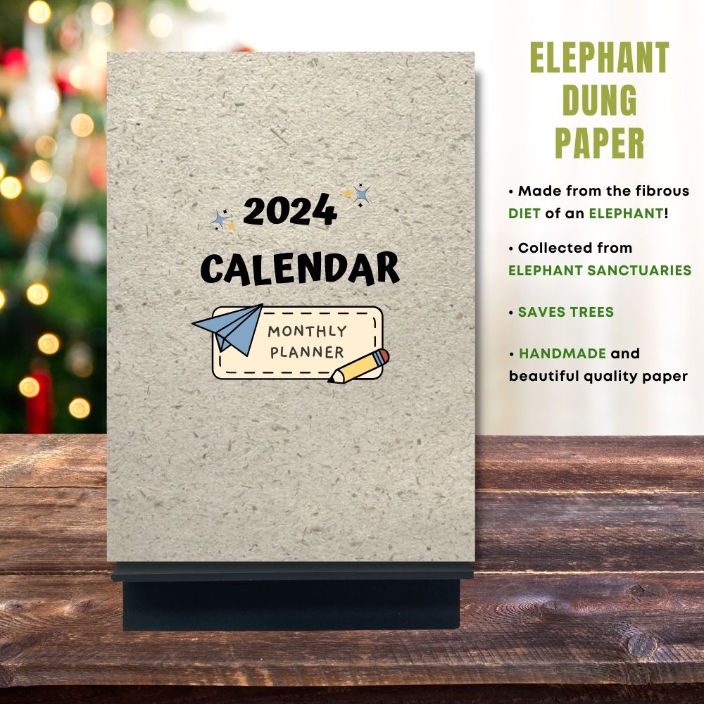 Handmade Eco Friendly Notebook Calendars For 2024 Shapes   2024ShapesCalendarElephantDungPaper 2048x 