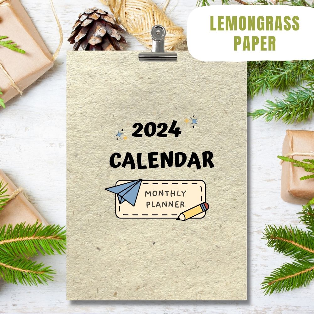 eco calendar 2024 Shapes design lemongrass paper