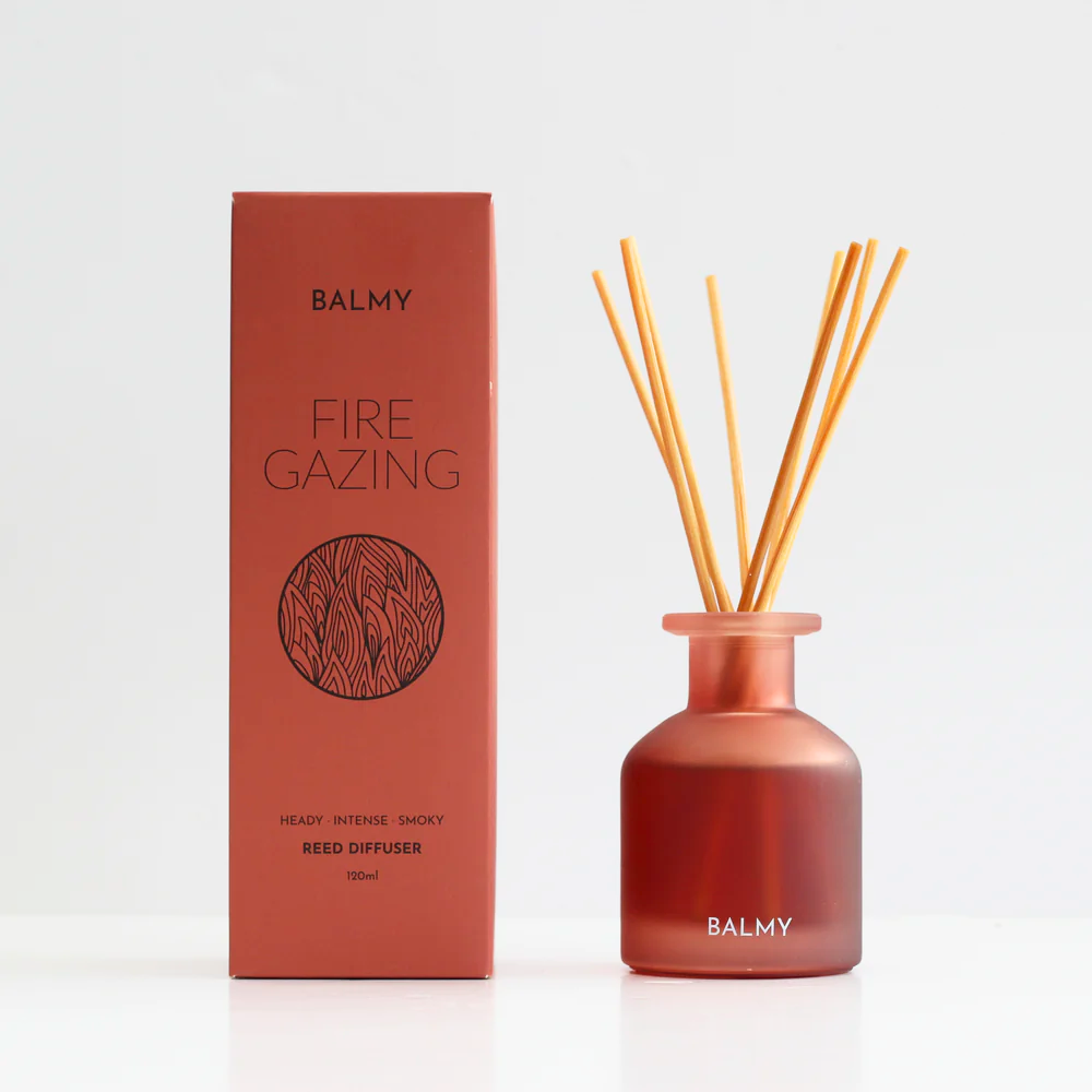 eco friendly reed diffuser fire gazing - heady, intense, smoky by Balmy