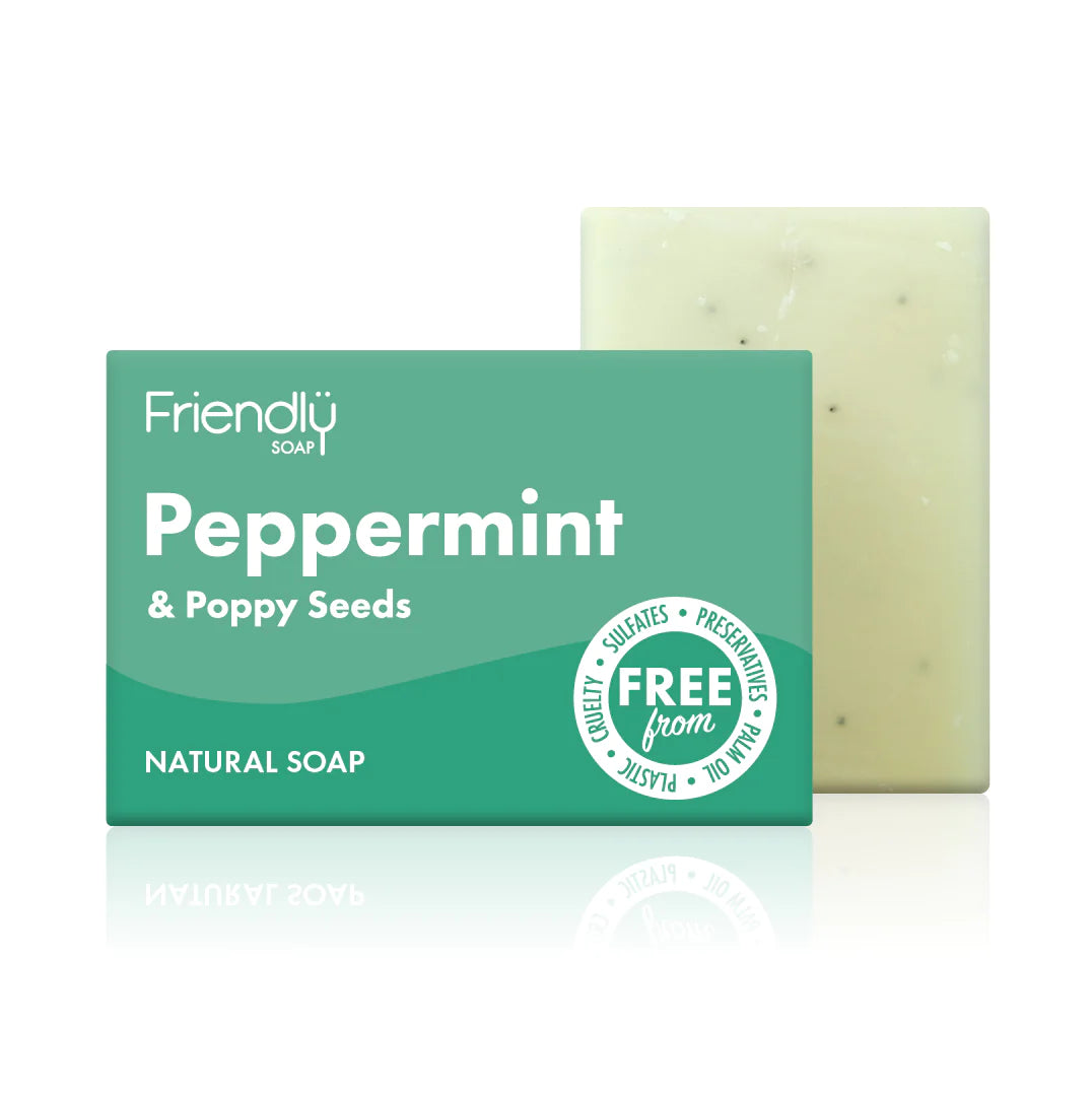 plastic free peppermint and poppy seeds soap bar