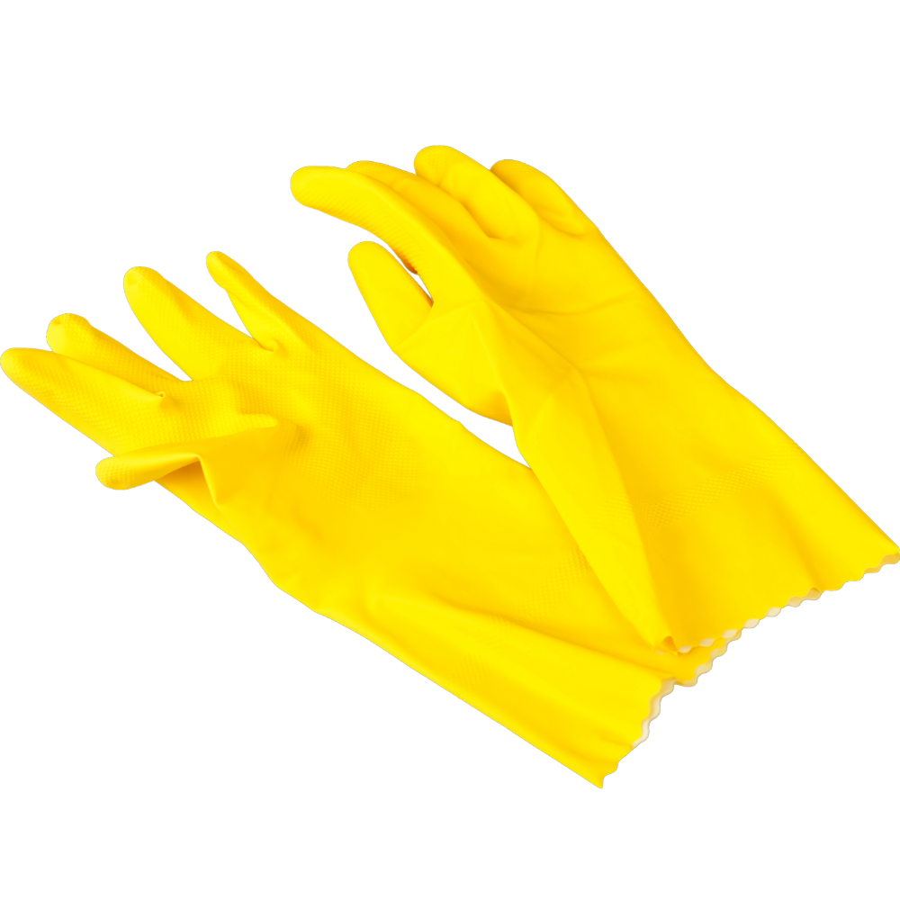 Natural Latex Rubber Gloves, Yellow, Medium Size