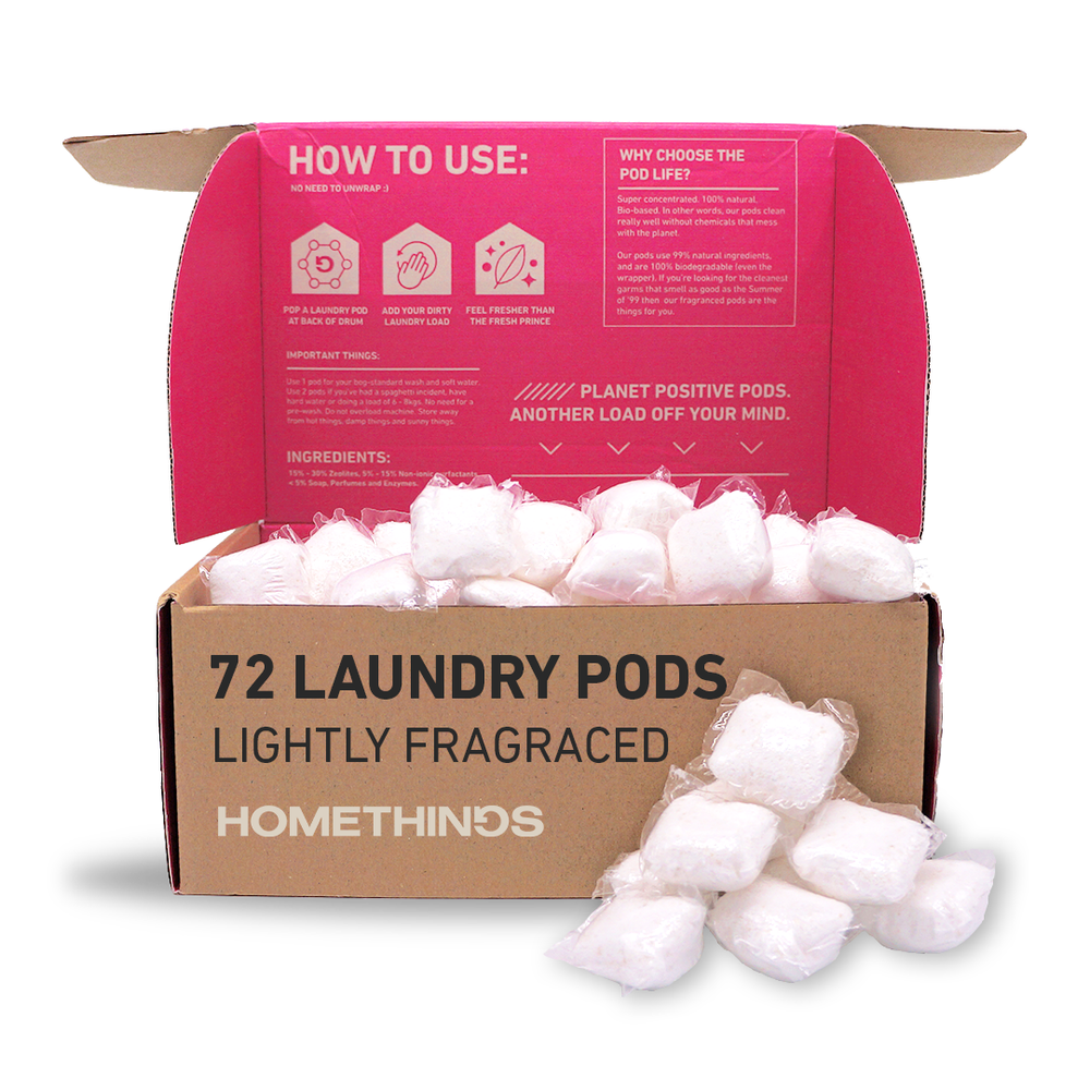 Eco Laundry Pods, 72 Eco Friendly Laundry Pods, Plastic Free,  Lightly Fragranced, Homethings