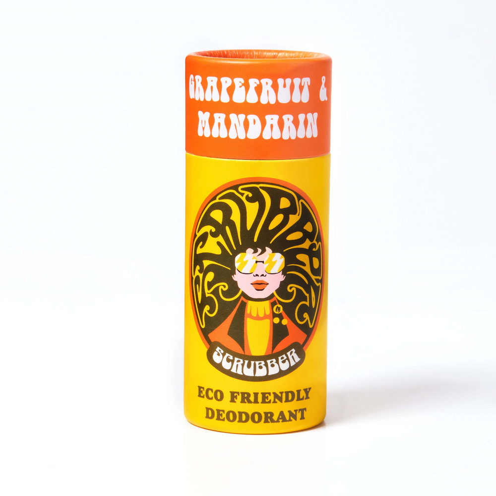 Vegan Deodorant, Natural Deodorant for Extra Sensitive Skin, Grapefruit and Mandarin, Scrubber