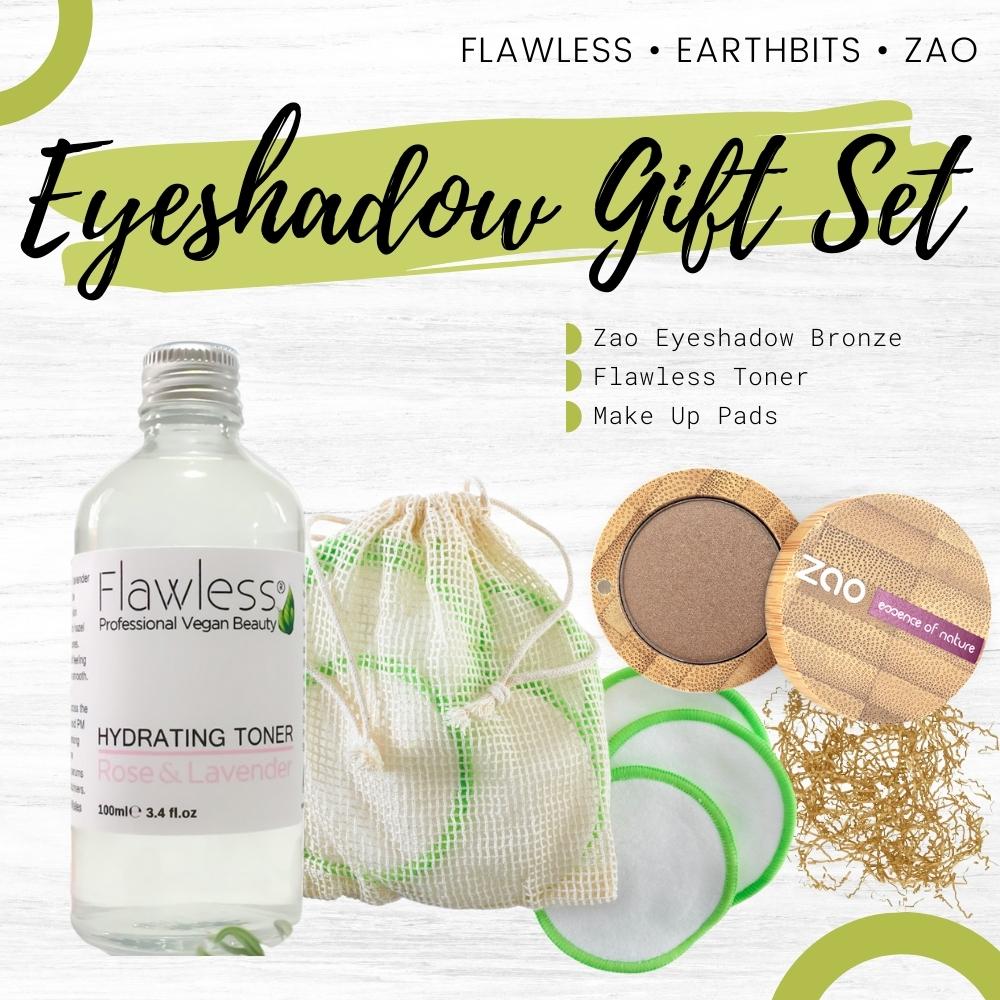 Zao Eyeshadow Bronze, Flawless Hydrating toner and Reusable Round Velvet Makeup Pads