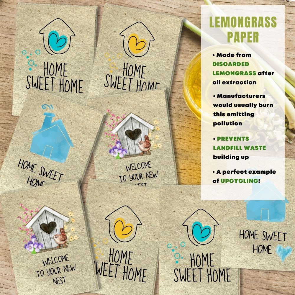 Mixed Pack of 8 New Home Card made with lemongrass paper