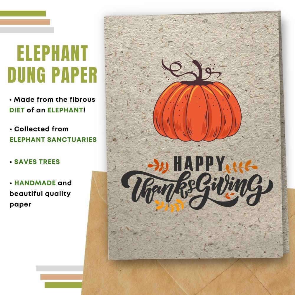 Happy Thanksgiving card made with elephant poo