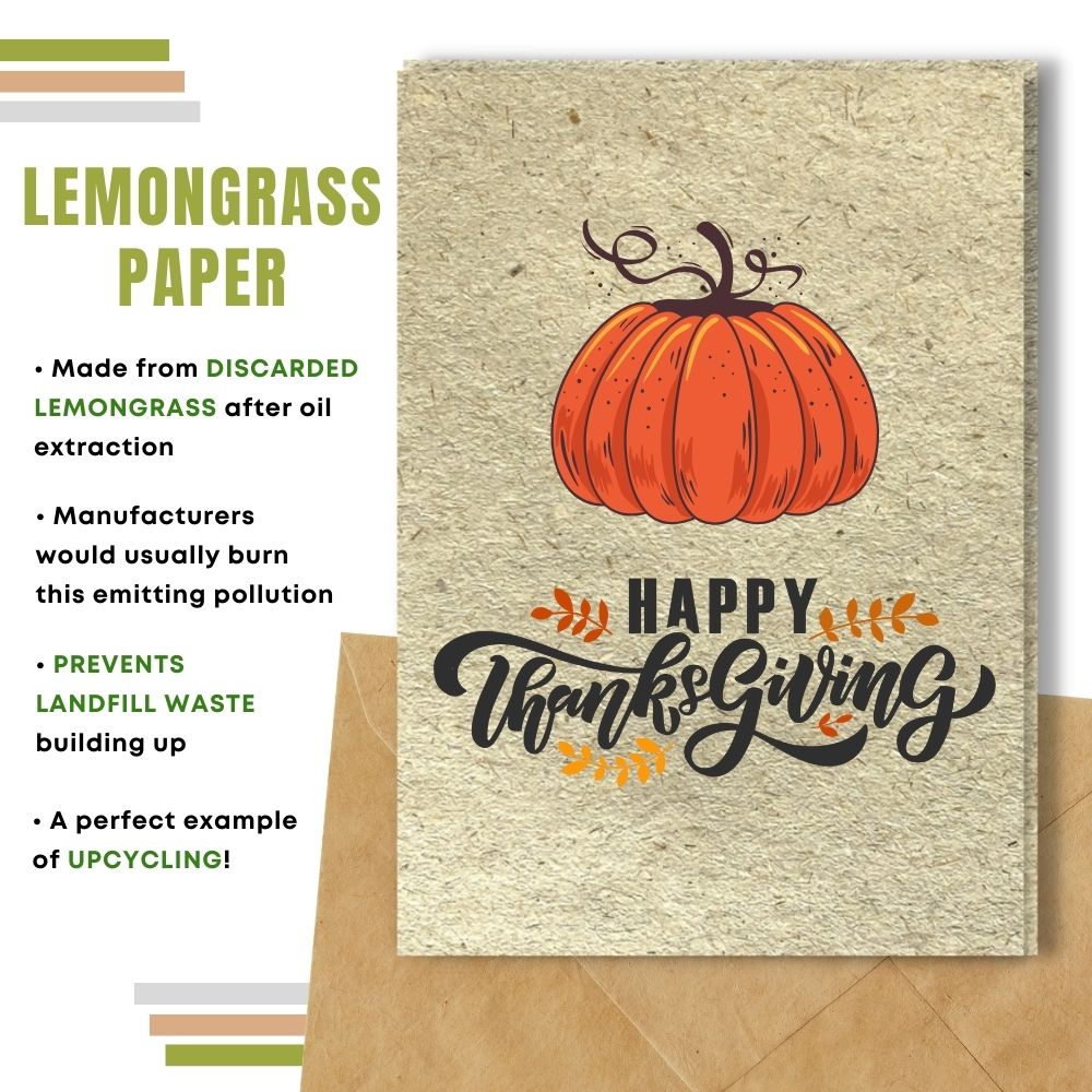 Happy Thanksgiving card made with lemongrass paper