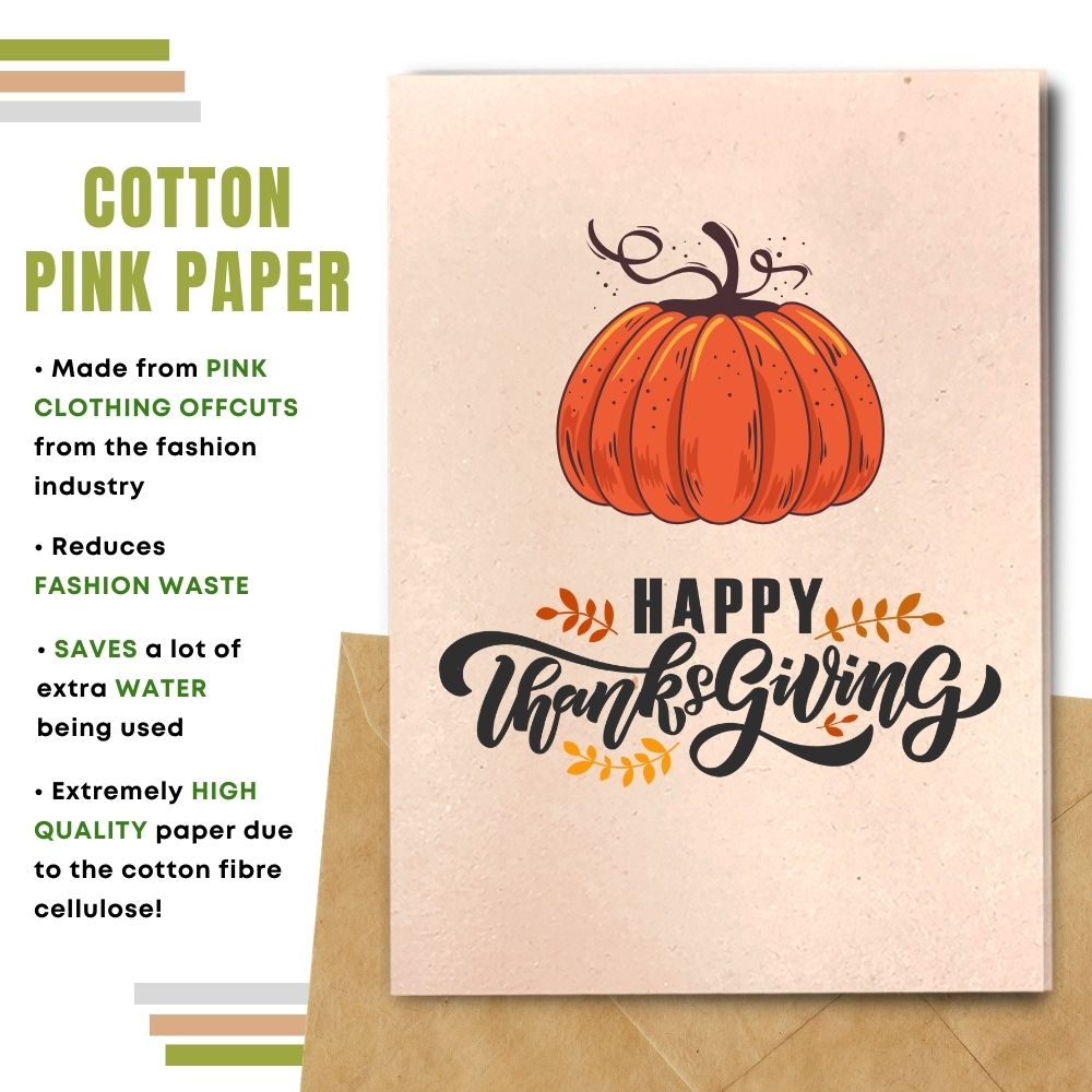 Happy Thanksgiving card made with cotton waste pink