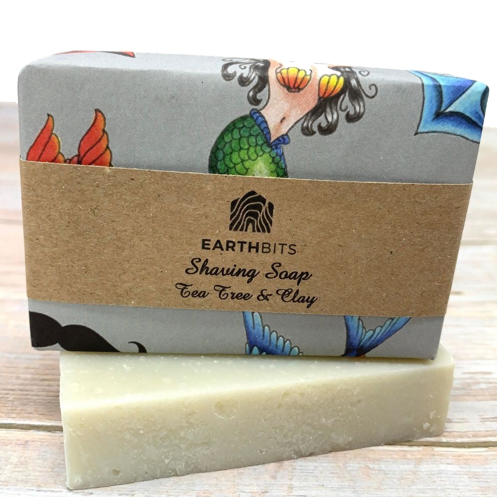 eco friendly shaving soap for men with tea tree and clay