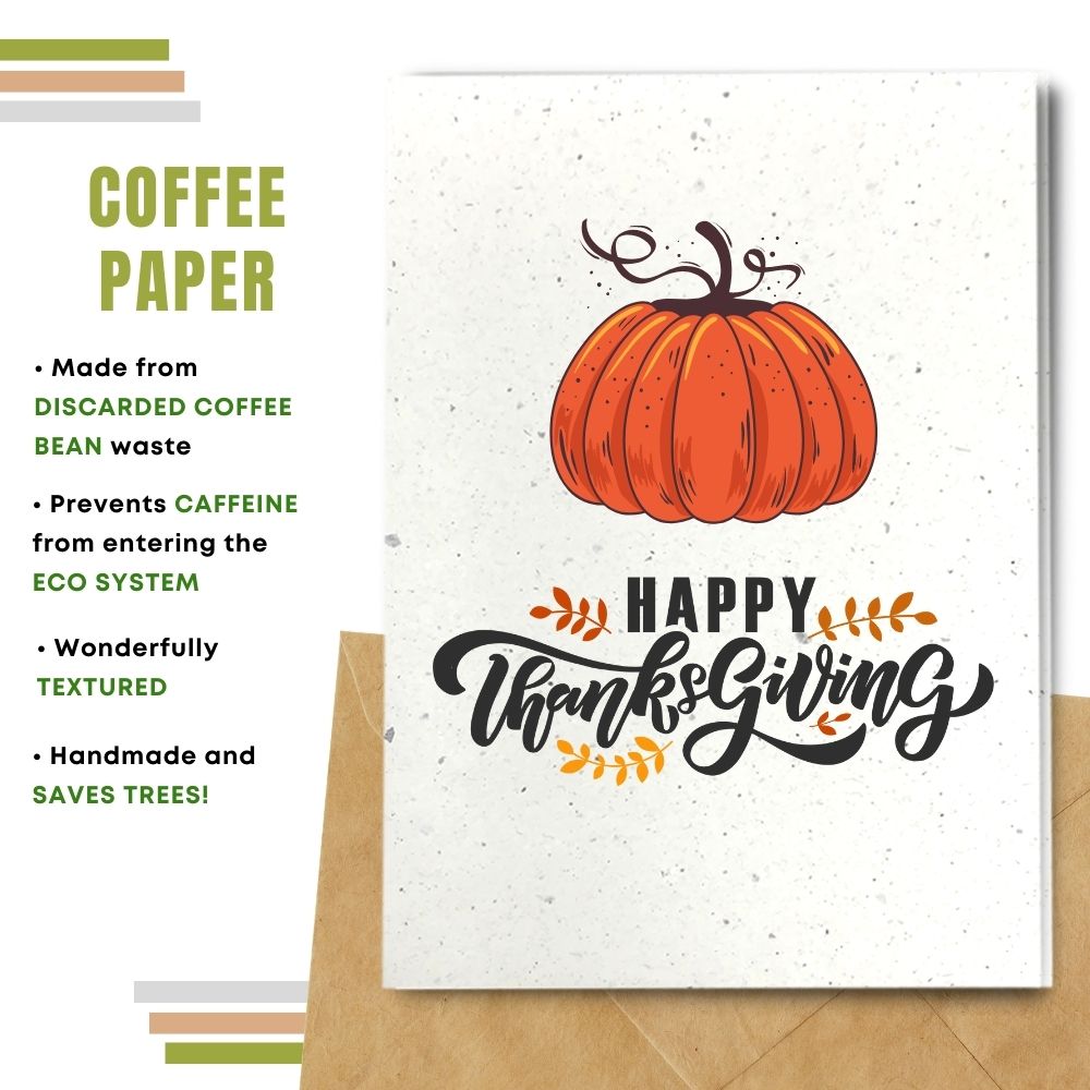 Happy Thanksgiving card made with coffee husk