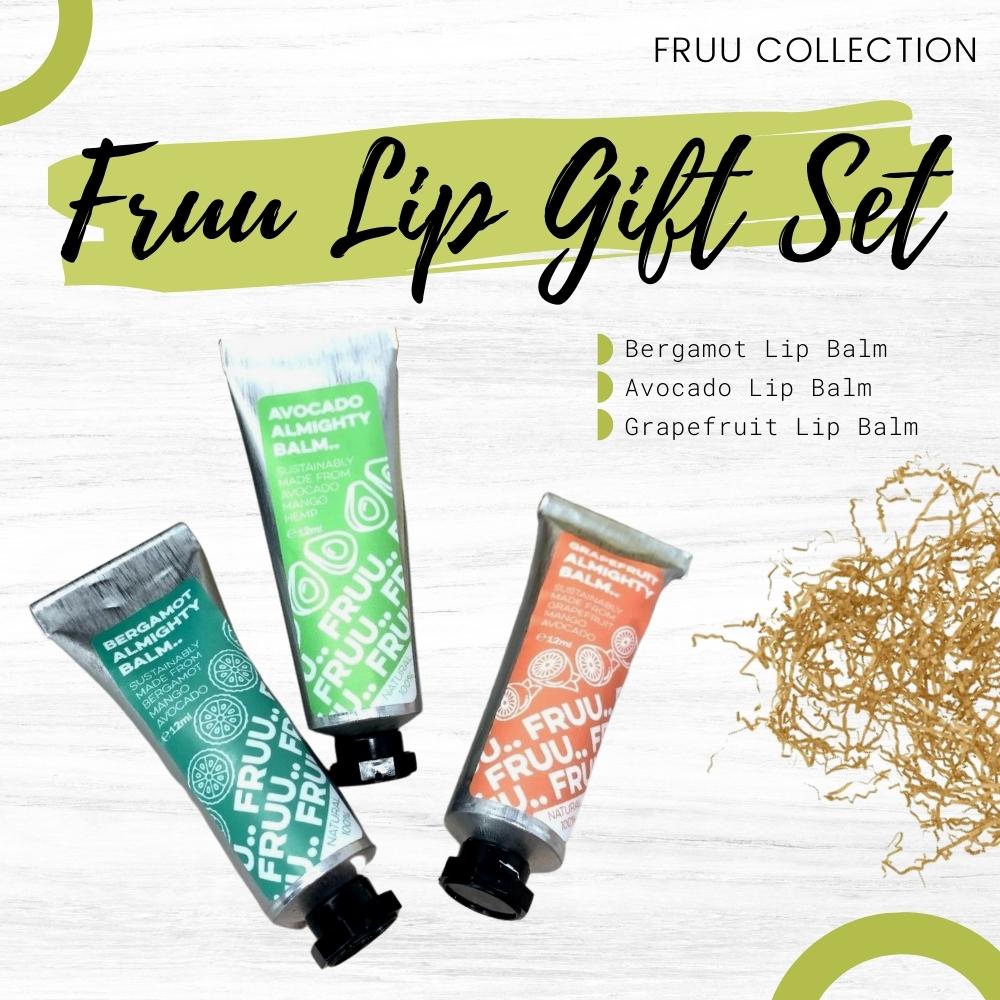 Fruu Lip Gift Set: Bergamot Lip Balm, Avocado Lip Balm and Grapefruit Lip Balm