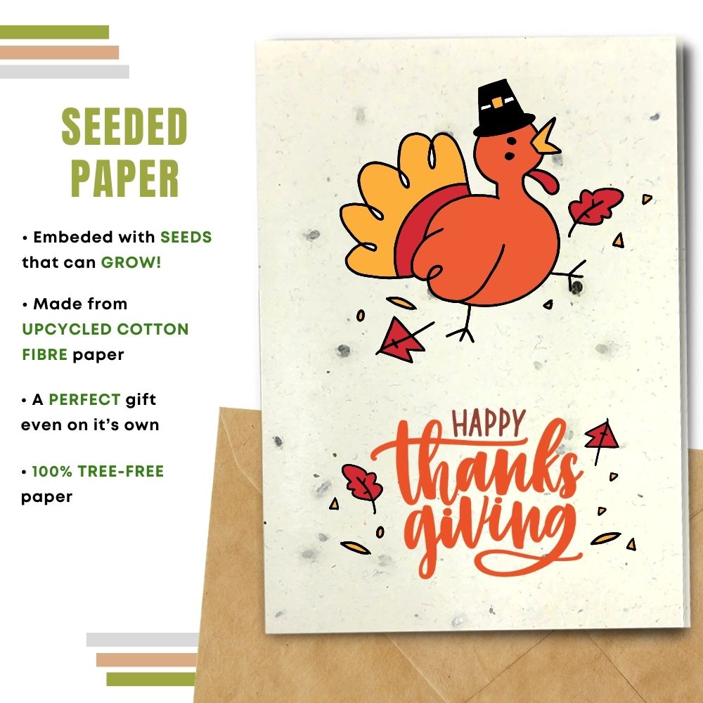 Happy Thanksgiving card made with seeded paper