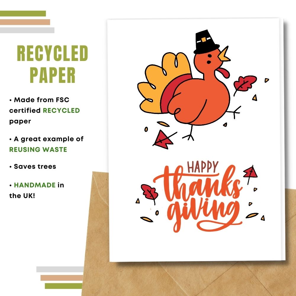 Happy Thanksgiving card made with 100% recycled paper