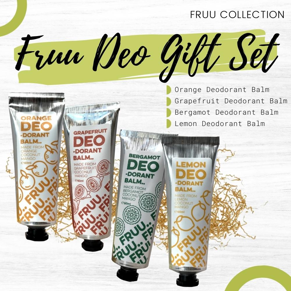 Fruu Deo Gift Set: Orange Deodorant Balm, Grapefruit Deodorant Balm, Bergamot Deodorant Balm and Lemon Deodorant Balm