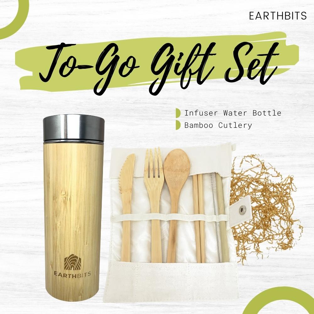 To-Go Gift Set: Infuser Water Bottle and Bamboo Cutlery Set