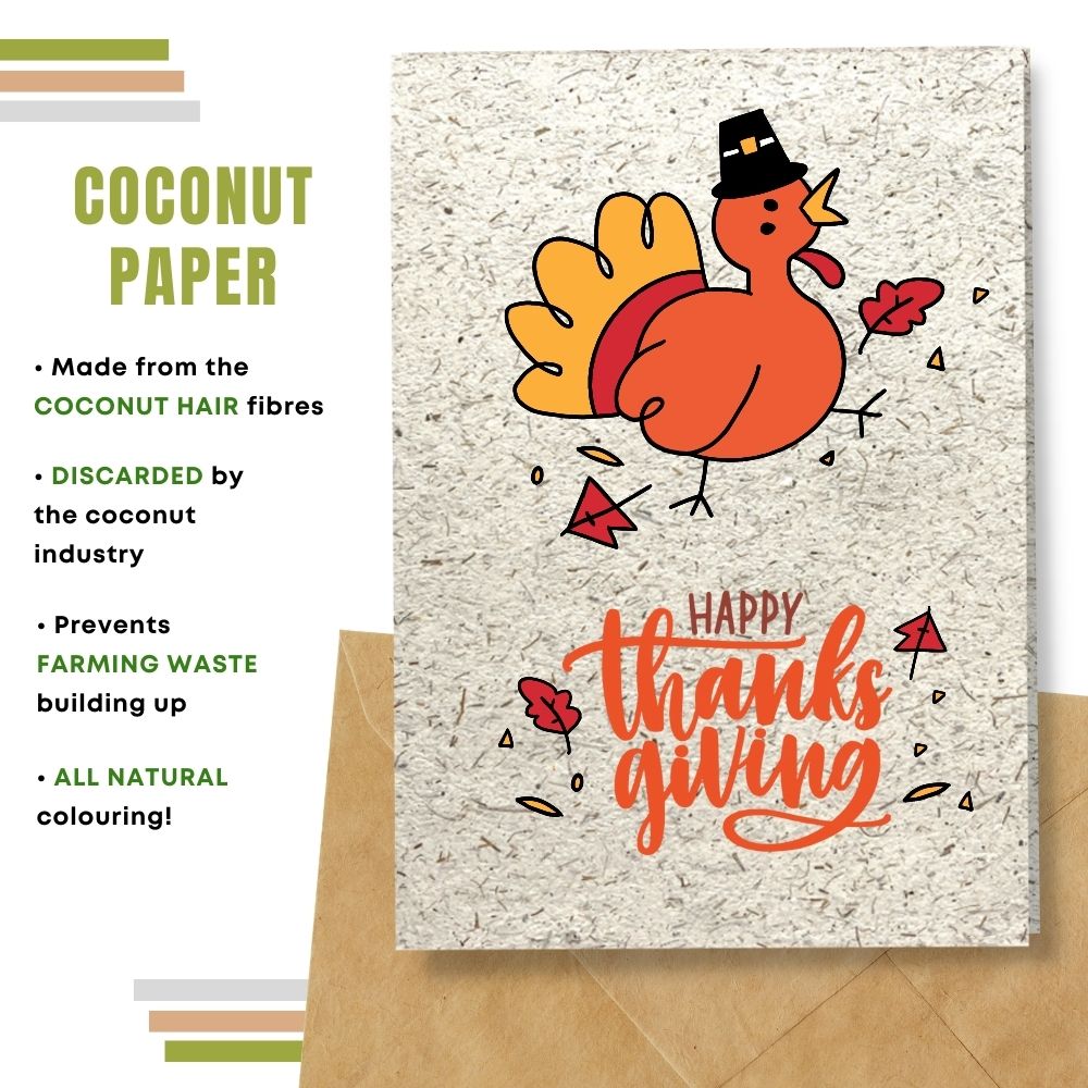 Happy Thanksgiving card made with coconut husk