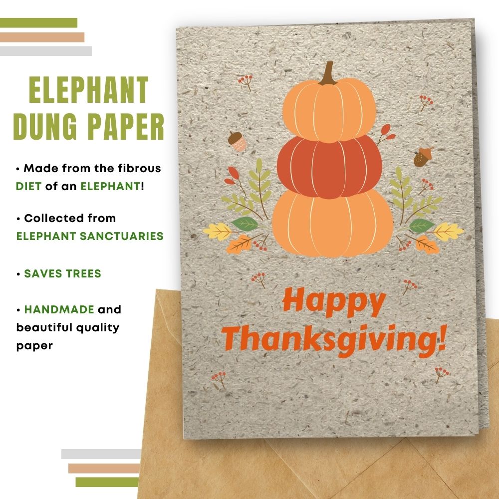 Happy Thanksgiving card made with elephant poo