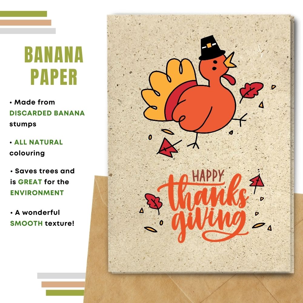 Happy Thanksgiving card made with banana paper