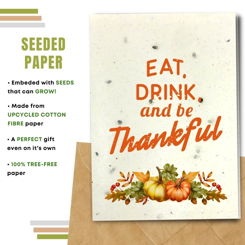 Happy Thanksgiving card made with seeded paper