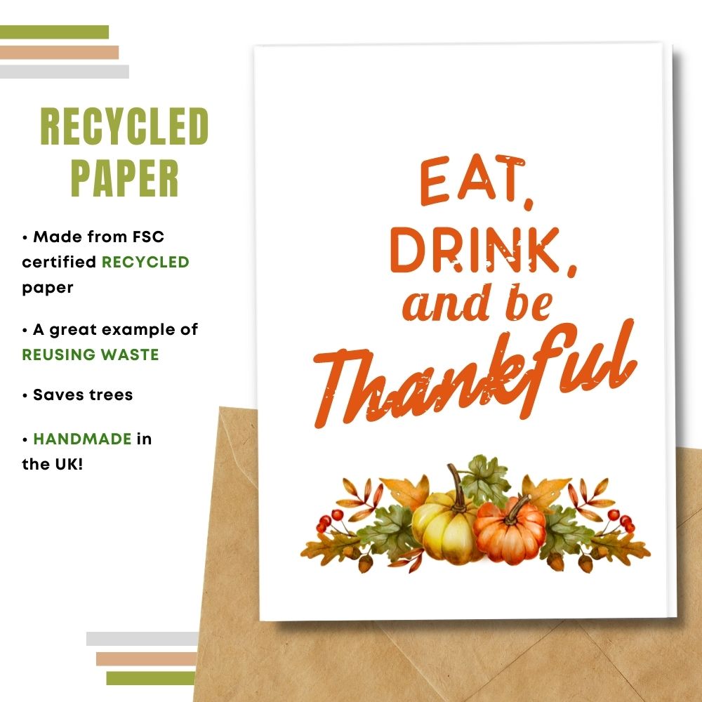 Happy Thanksgiving card made with 100% recycled paper