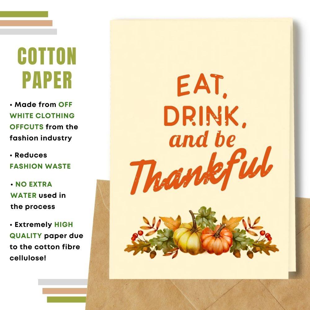 Happy Thanksgiving card made with cotton pulp