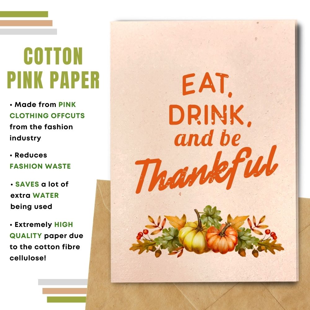 Happy Thanksgiving card made with cotton waste pink