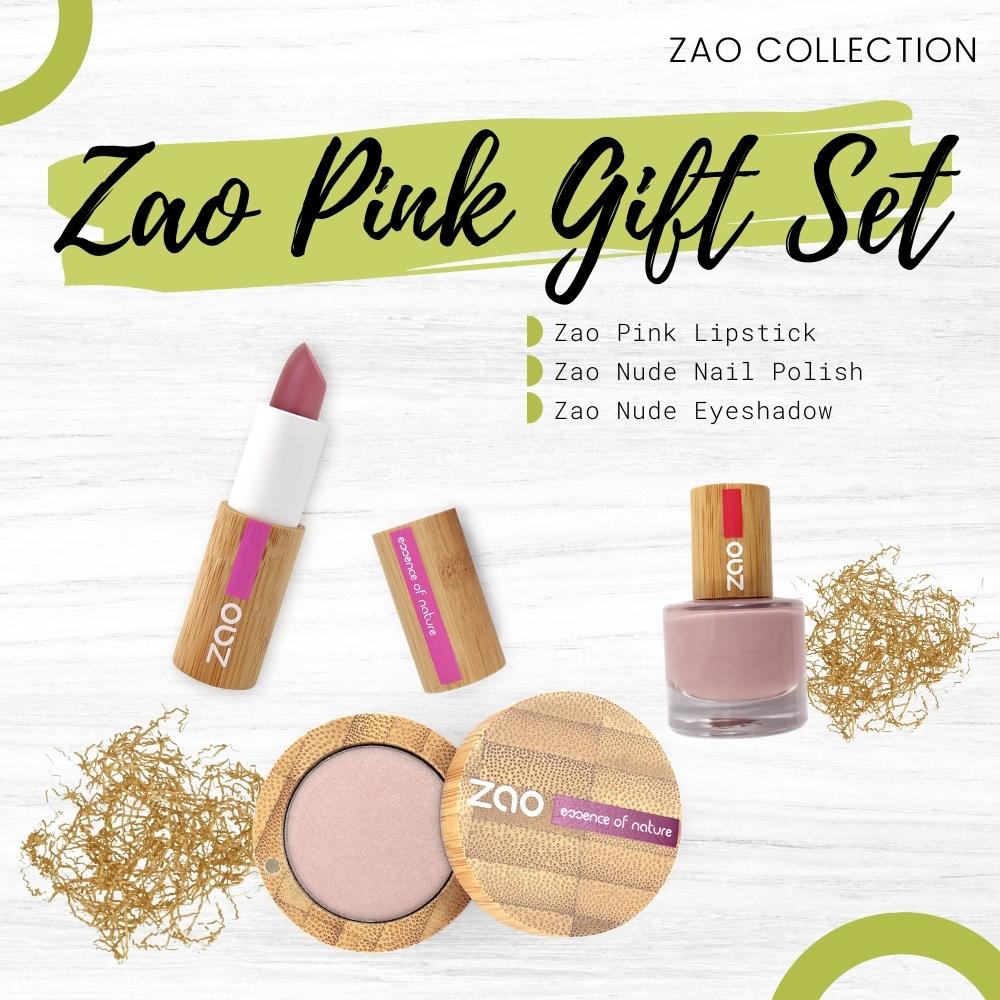 This Zao Pink Set comes with Lipstick, Nail Polish and Eyeshadow is perfect for fresh Make Up look.