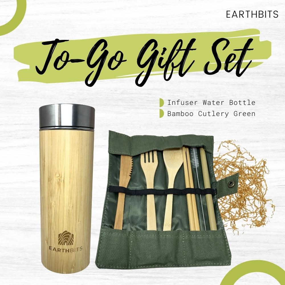 To Go Travel Infuser Water Bottle and Travel Cutlery Bundle Gift Set