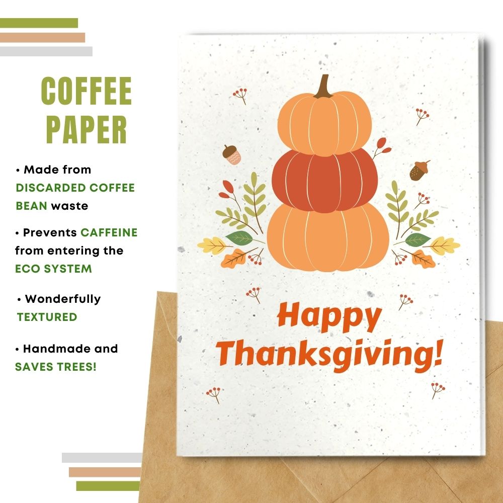 Happy Thanksgiving card made with coffee husk