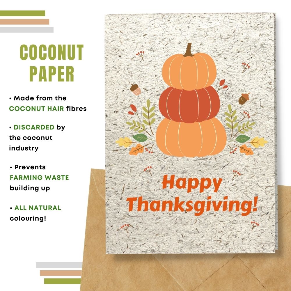 Happy Thanksgiving card made with coconut husk