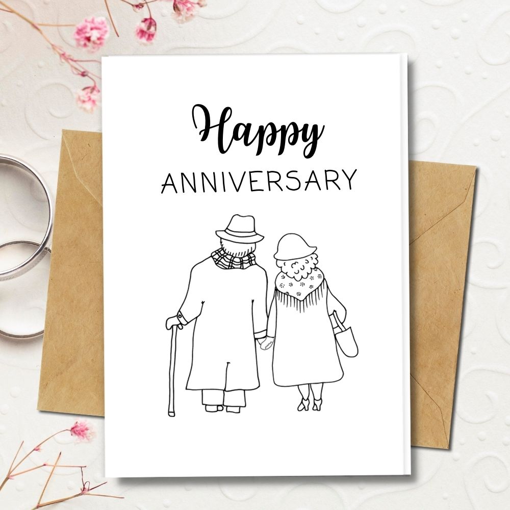 eco friendly handmade cute holding hands anniversary cards, 100% recycled paper,