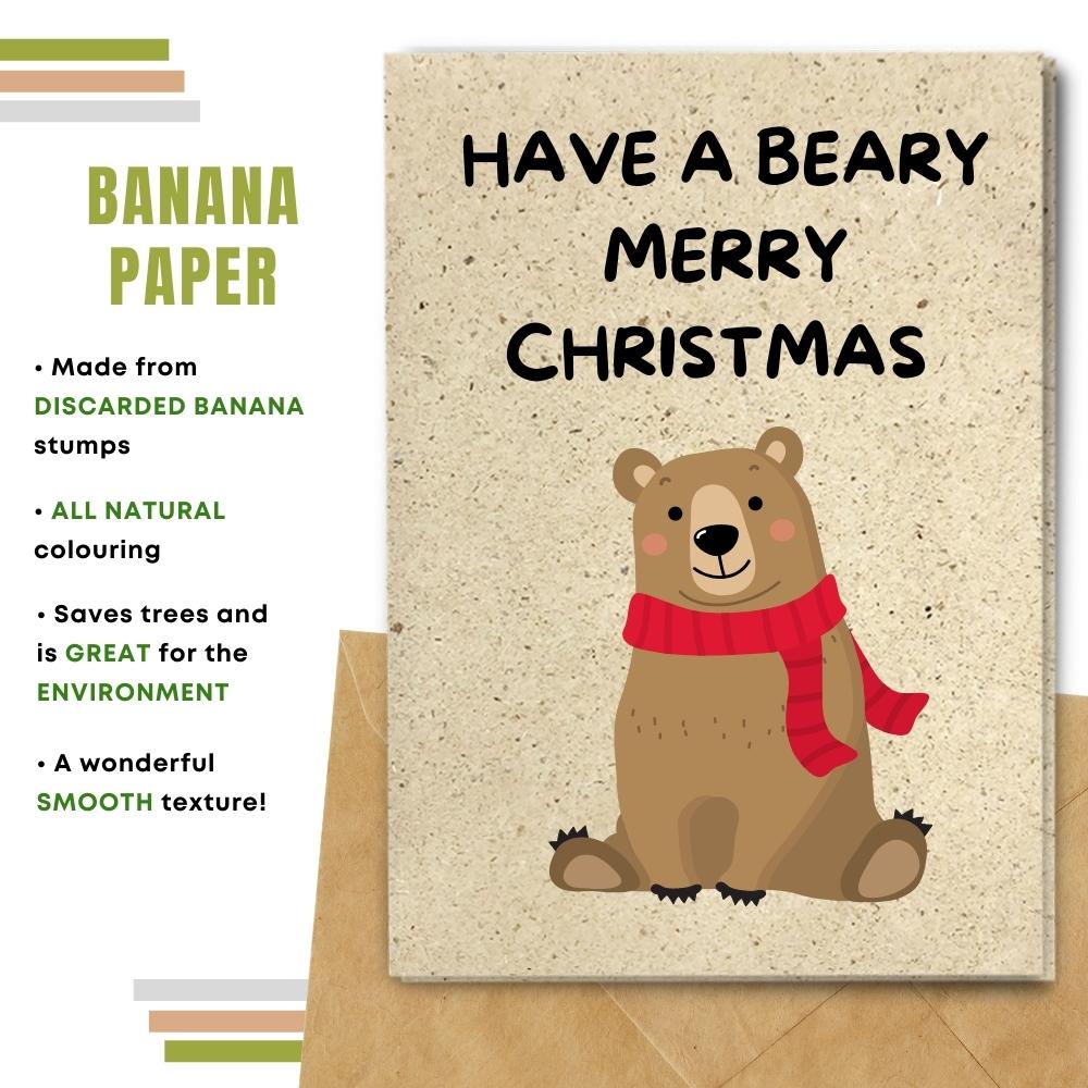Christmas card made with banana paper