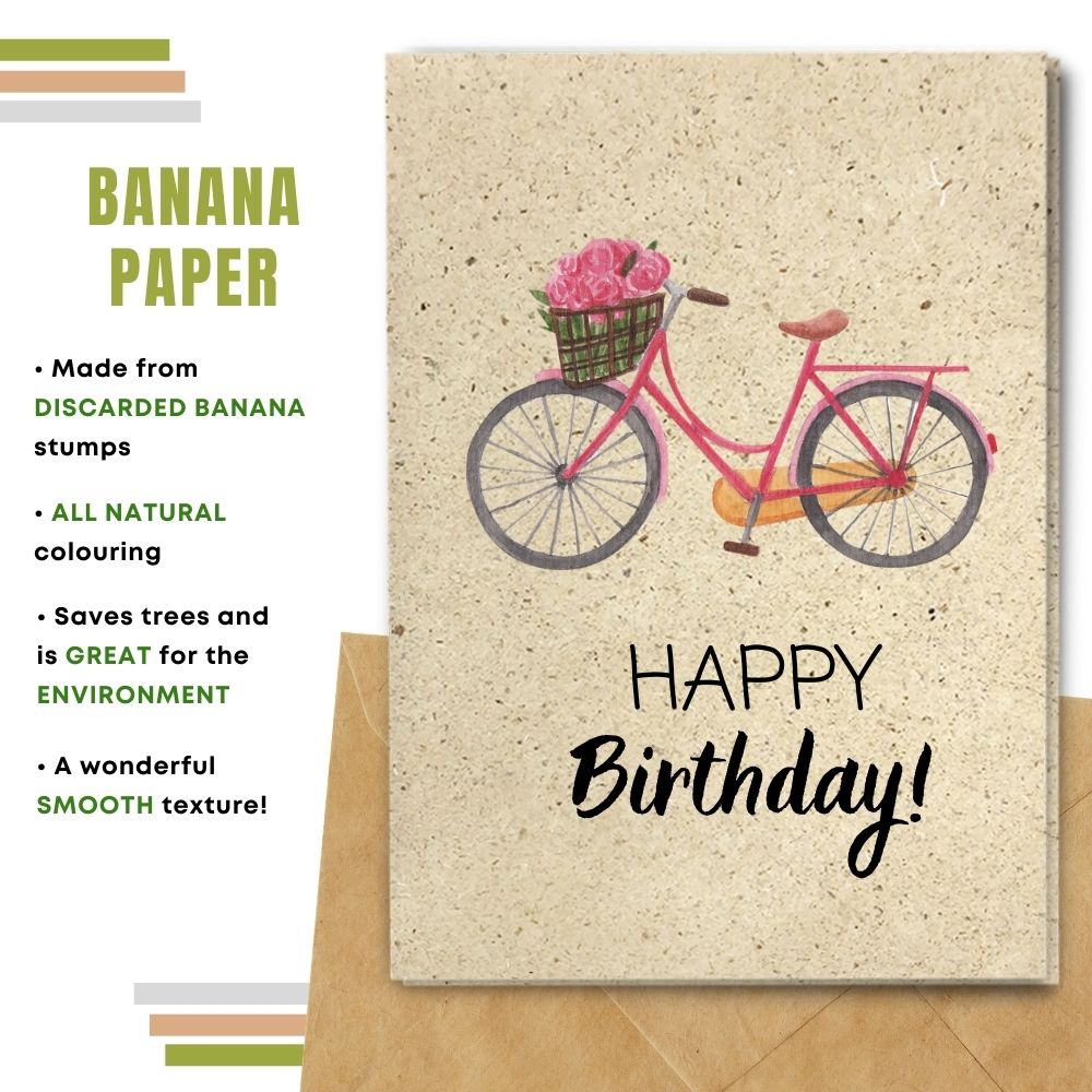 Happy Birthday Card, Bike and Roses