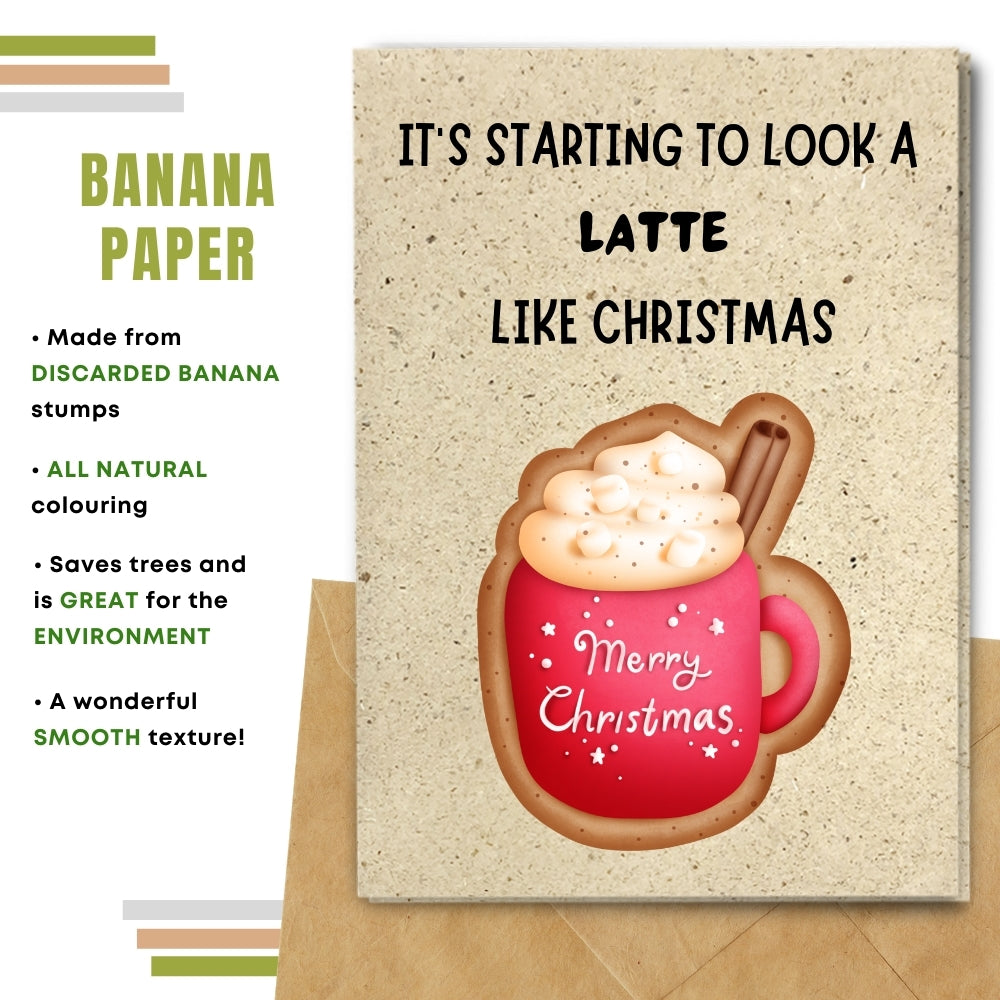 christmas card made with banana paper