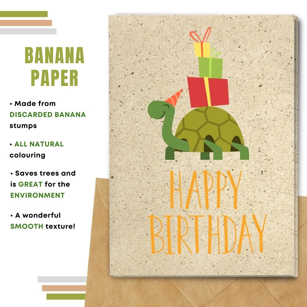 handmade birthday card made with banana paper
