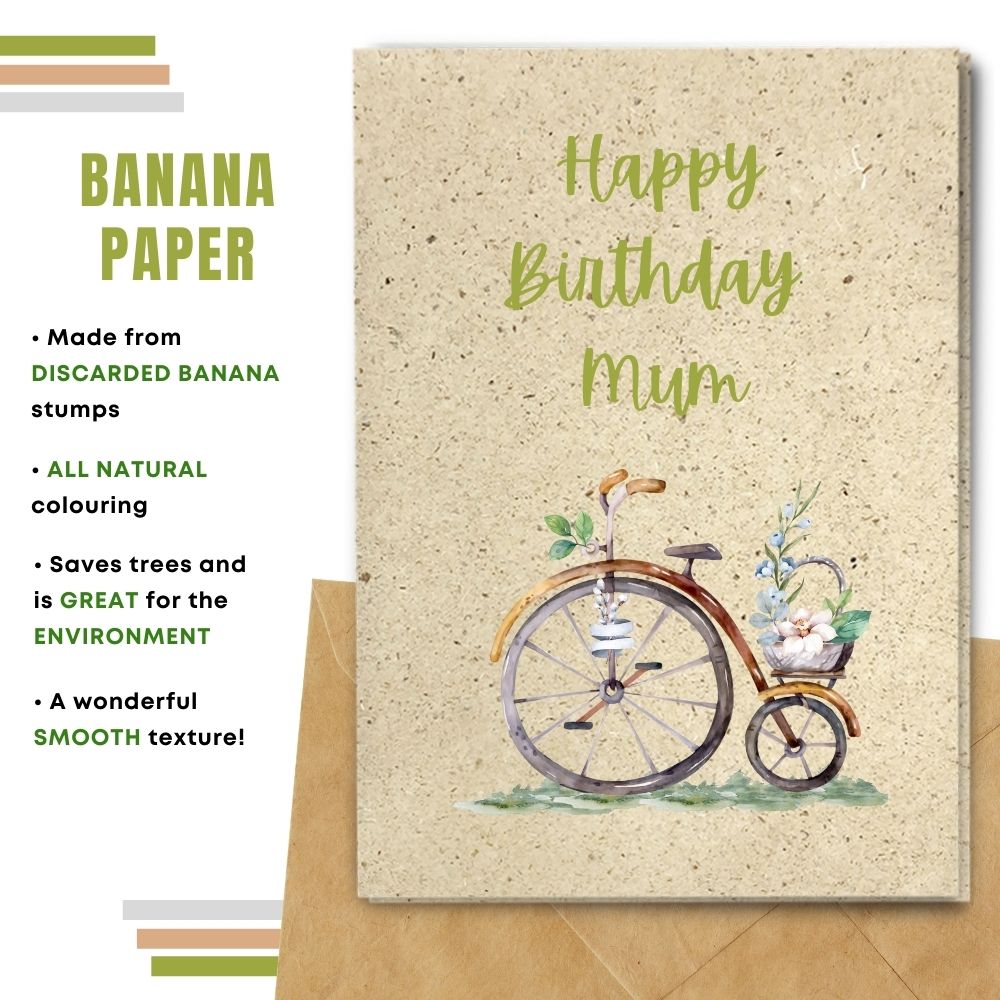 handmade birthday card made with banana paper