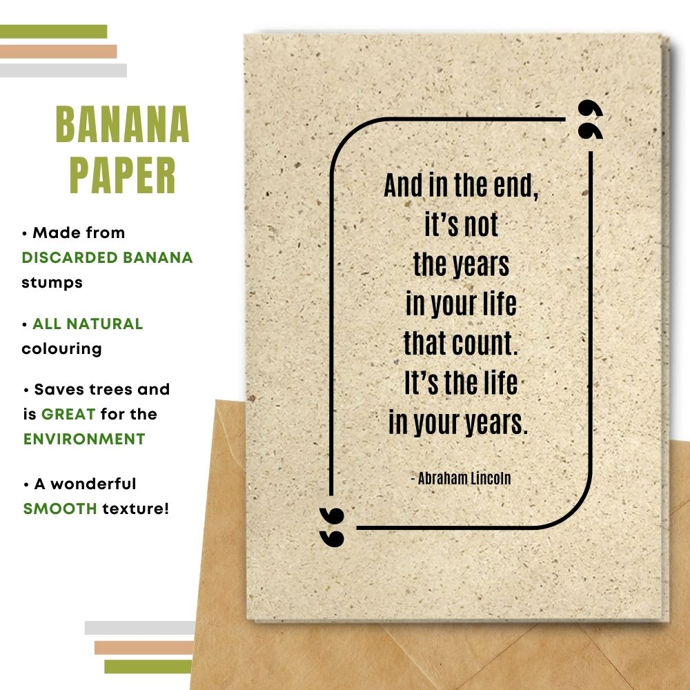 handmade birthday card made with banana paper
