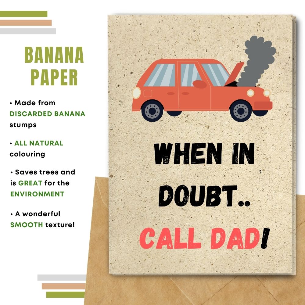 Handmade Father&#39;s day card made with banana paper