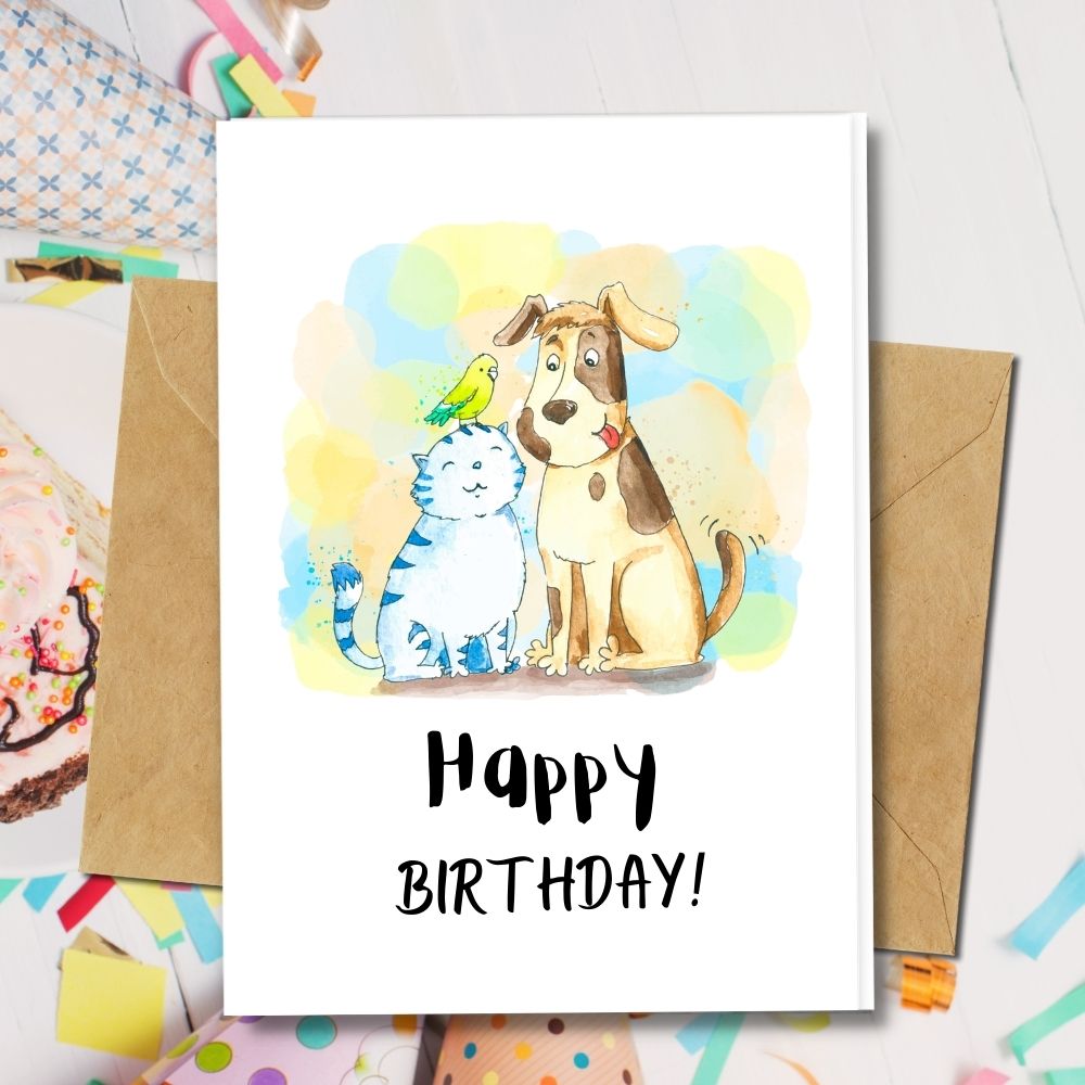 handmade birthday cards, eco friendly cards, cute animals birthday cards using recycled paper