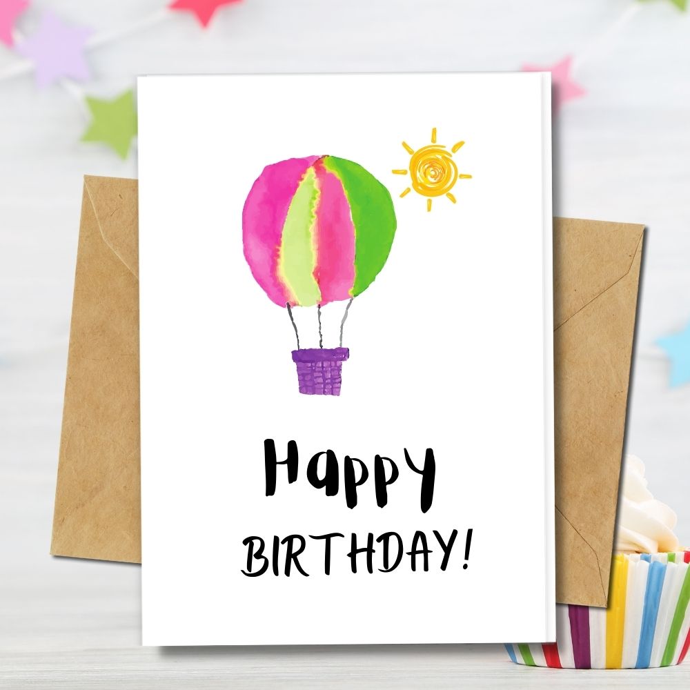 Handmade Birthday cards, 100% recycled paper, cute hot air balloon design, Eco friendly Birthday Cards