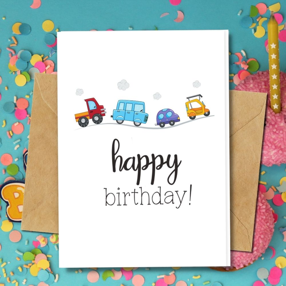 Eco friendly birthday cards, choo-choo trains design, cute toys in a card, handmade cards, recycled paper