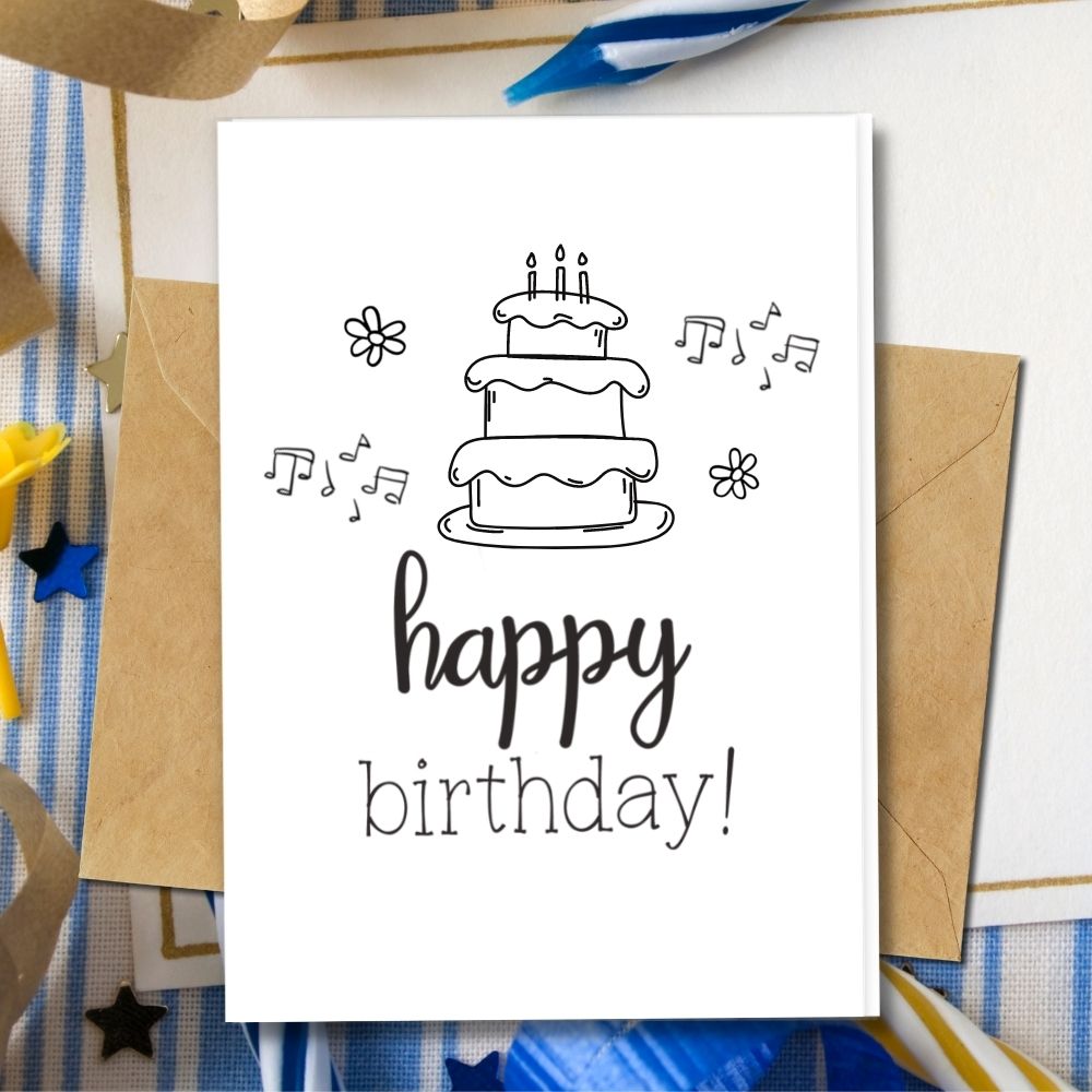 Happy Birthday Cards, Handmade cards, cake design card, recycled paper,