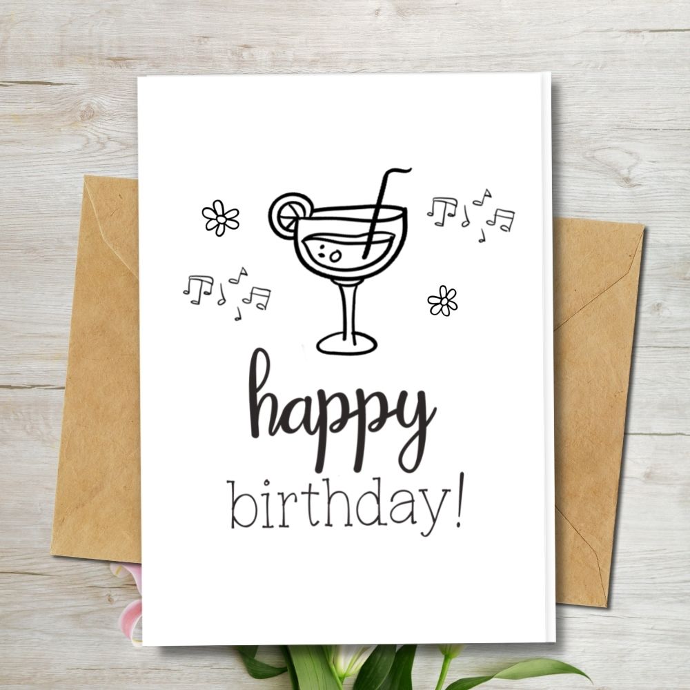 happy birthday eco friendly cards earthbits, cocktail drinks cheers, handmade cards
