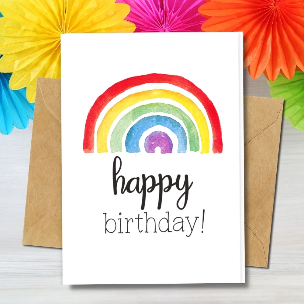 eco friendly rainbow design, handmade birthday cards