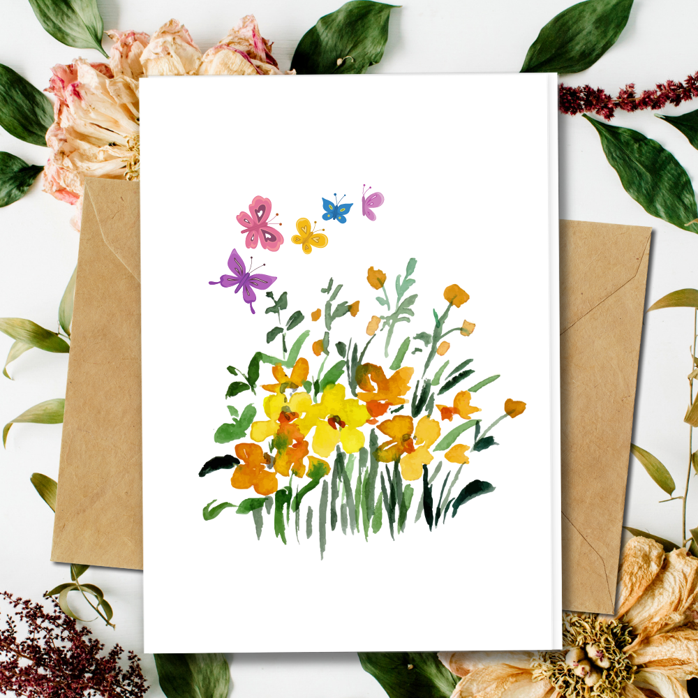 Garden of flowers greeting cards, handmade greeting cards, eco friendly recycled paper