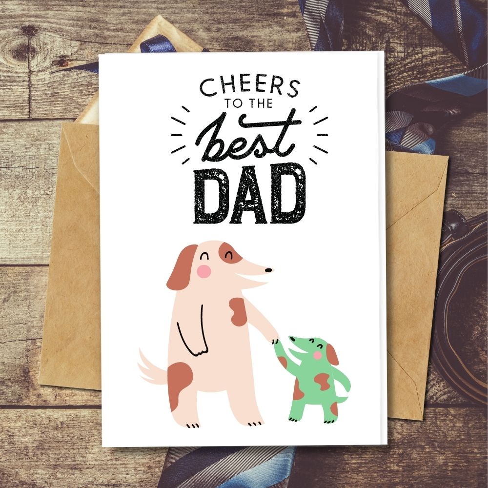 handmade eco friendly father's day card with a dog design to greet your Best Dad