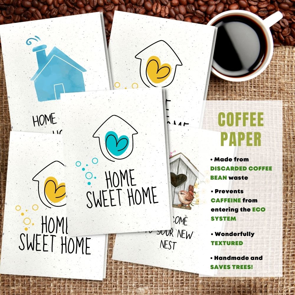 Mixed Pack of 5 New Home Card made with coffee husk
