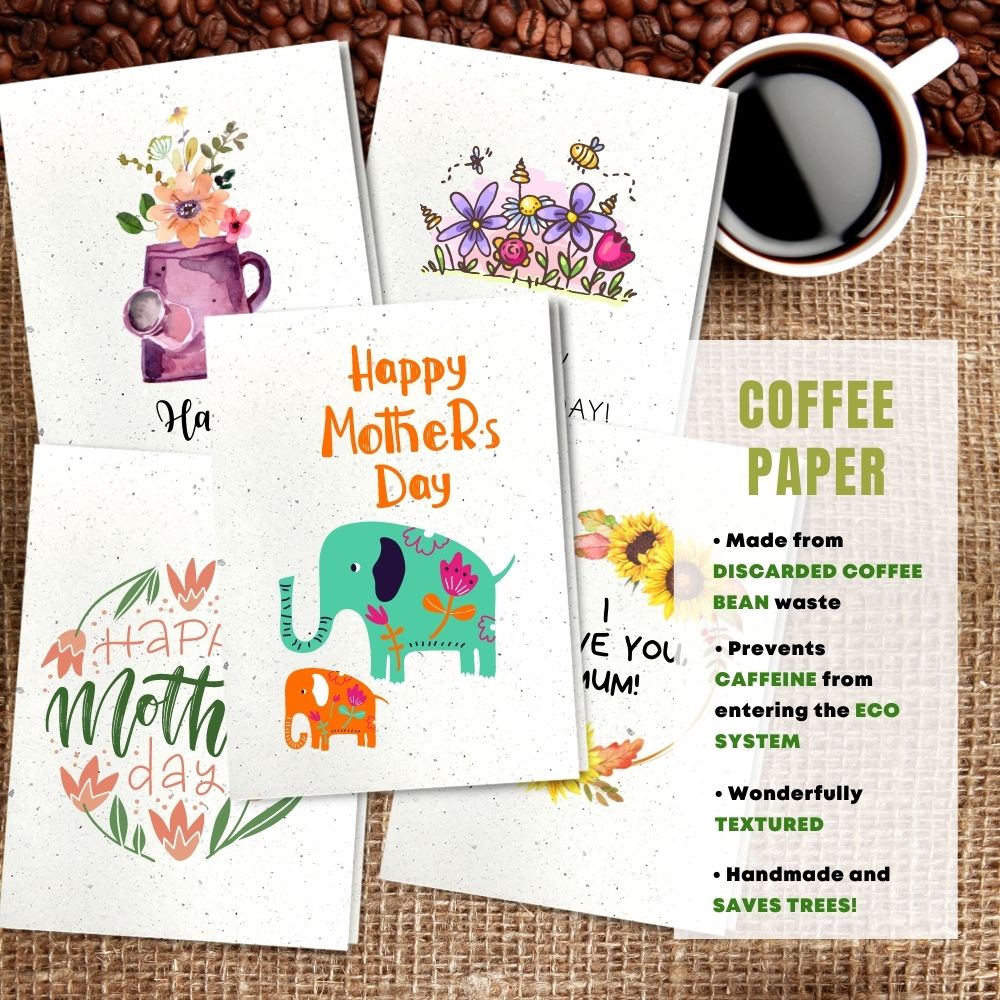Mixed Pack of 5 Mothers Day Card made with coffee husk