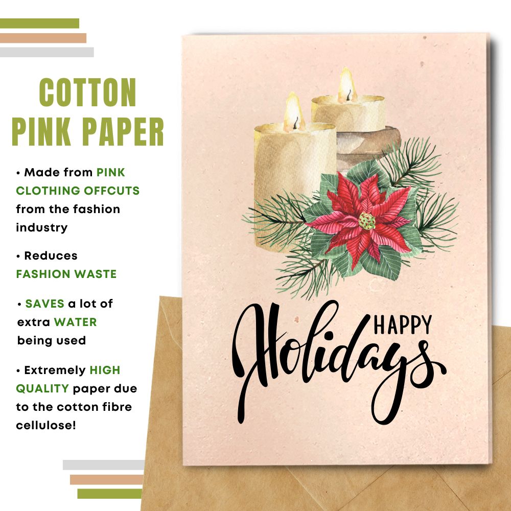 Christmas card made with cotton waste pink